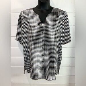 ADDITION-ELLE Vinatge – Gingham Button-Front Blouse – Estimated Size 2X